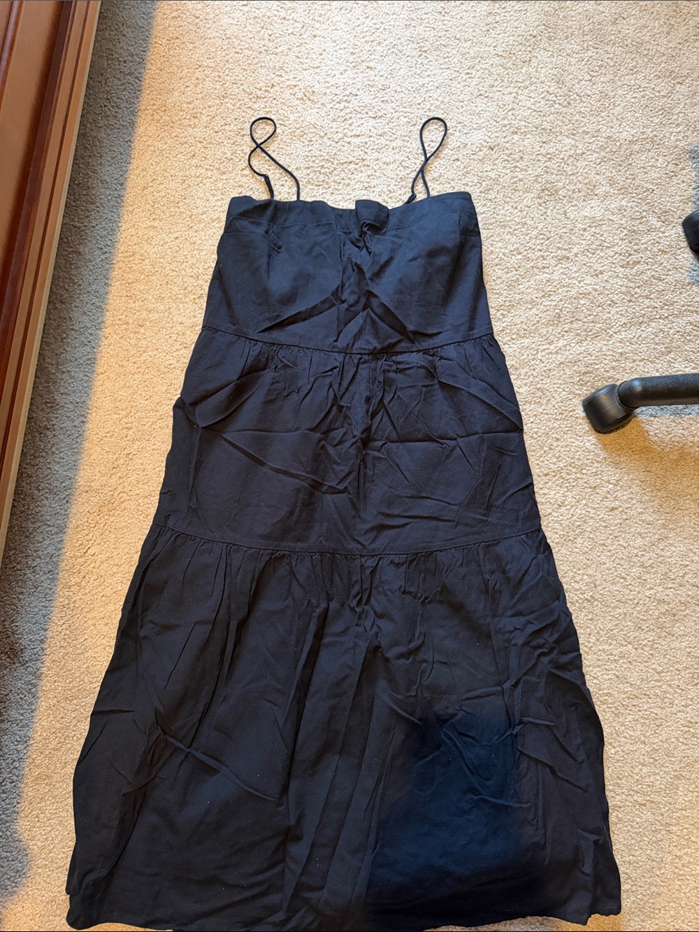 Abercrombie & Fitch Black Spaghetti Strap Midi Dress